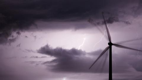 Lightning on wind farm