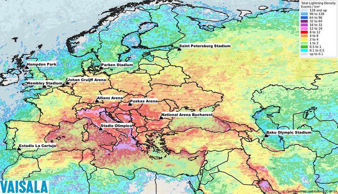 Map of EURO 2020 locations