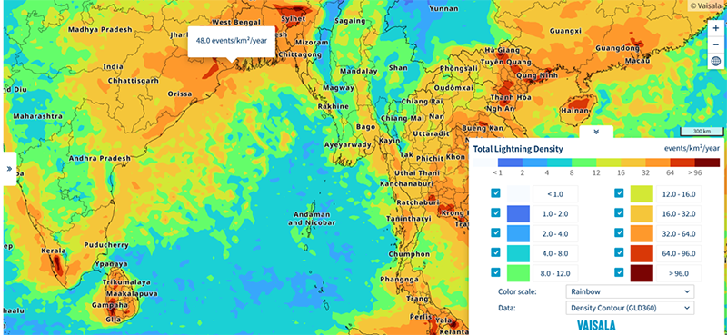 Lightning density map 2