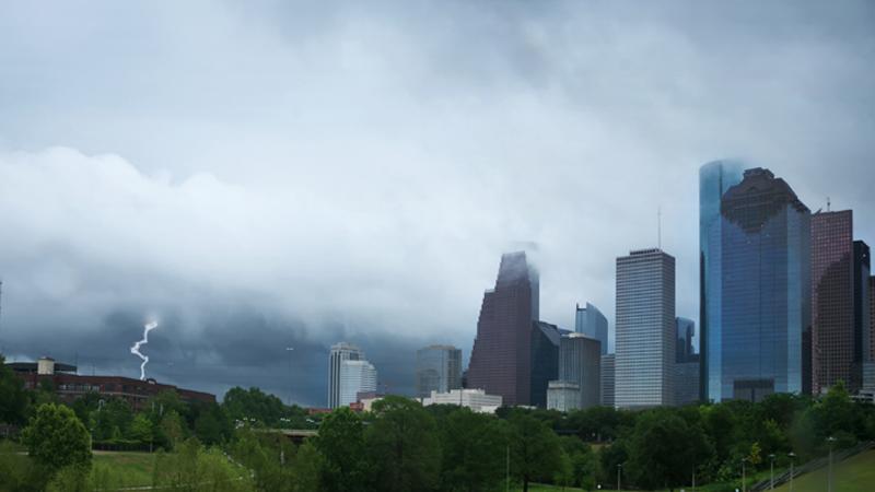 Storm approaching a city