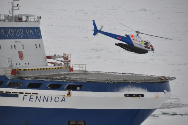 Fennica and helicopter
