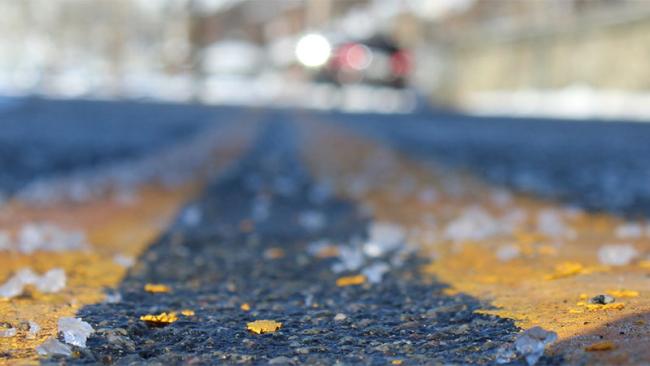 Road salt closeup