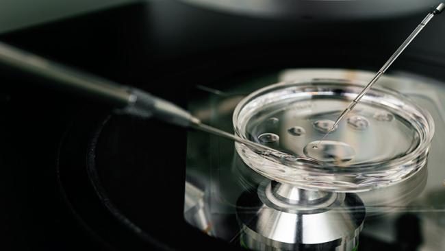Microscope for in vitro fertilization process close up. Equipment on laboratory of Fertilization, IVF