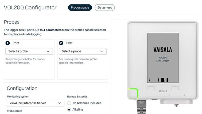 VDL200 configurator screenshot
