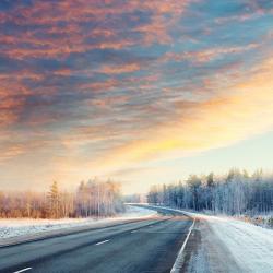 Snowy winter road